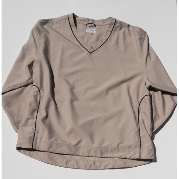 Cutter & Buck Men's Golf Windbreaker Pullover Beige Tan V-Neck Jacket Size L - Picture 2 of 11
